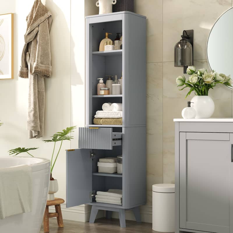 Christopher Knight Home - Modern Linen Tower with Adjustable Shelves, Drawer and Door