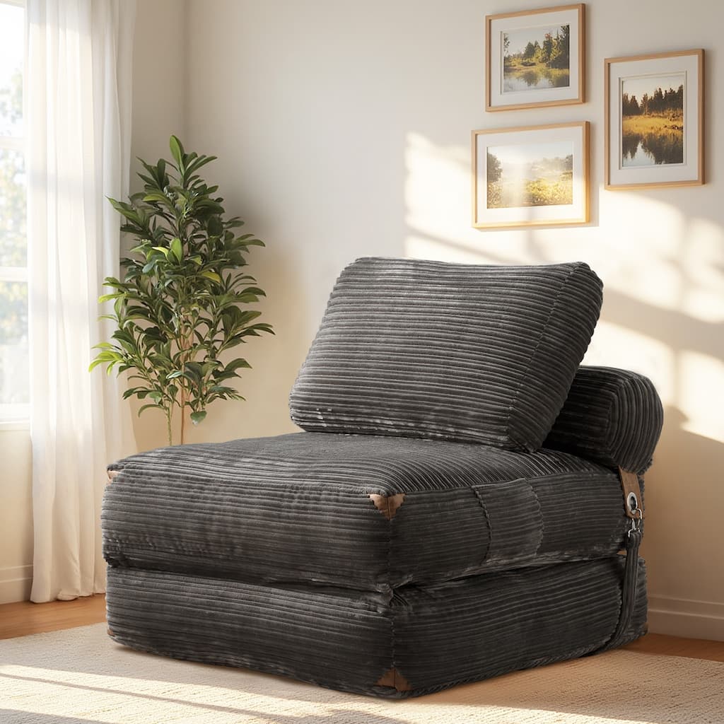 XIZZI Convertible Corduroy Floor Chair Folding Sofa Bed