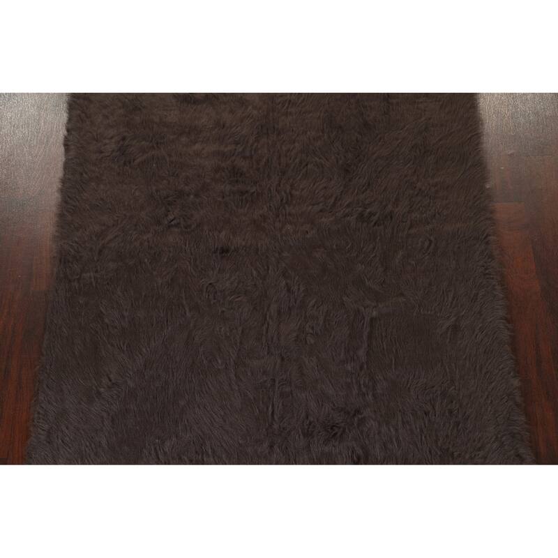 Contemporary Shaggy Oriental Area Rug Hand-tufted Foyer Carpet - 4'10" x 7'4"