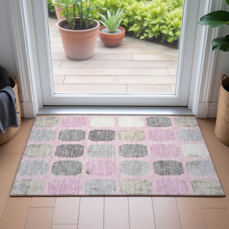 Machine Washable Indoor/Outdoor Casual Contemporary Chantille Rug