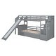 preview thumbnail 17 of 15, Twin over Twin Wood Bunk Bed with Desk, Staircase and Slide, Grey