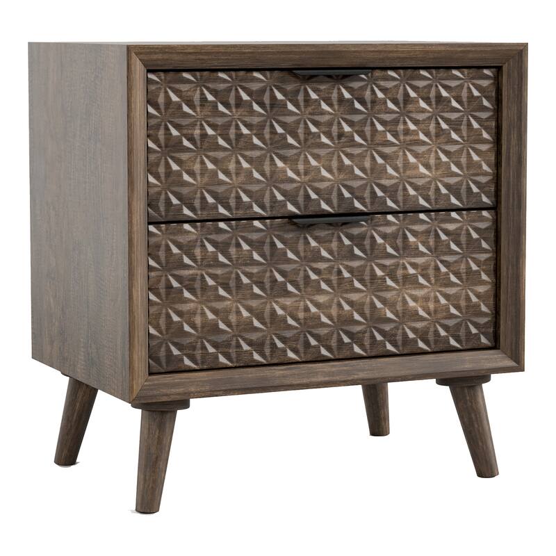 Furniture of America Orelo Modern Dark Brown Wood 2-Drawer Nightstand