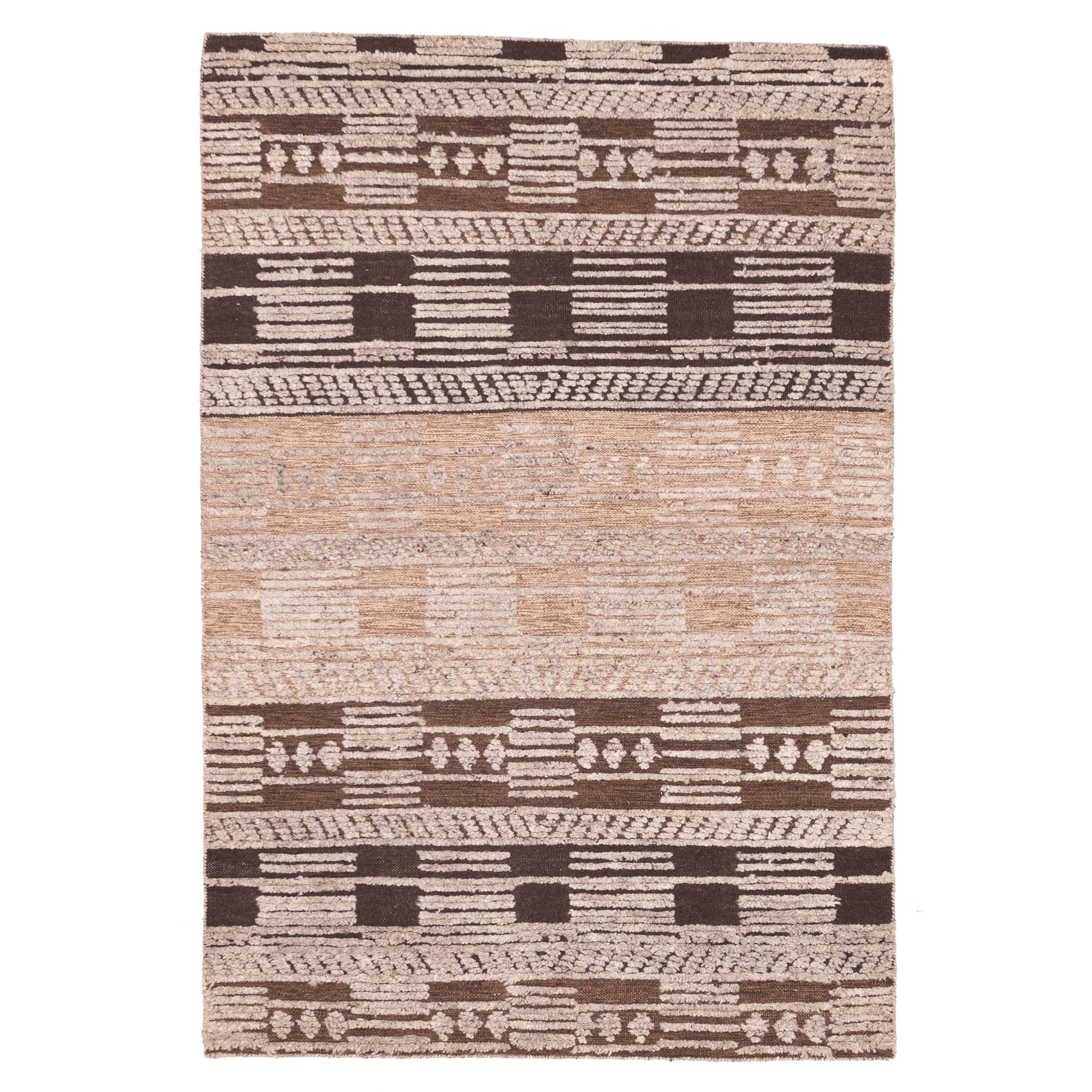 ECARPETGALLERY Hand-knotted Tangier Dark Brown Wool Rug - 5'5 x 7'10