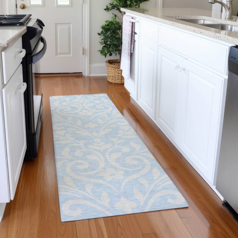 Premium Washable Super Soft Floral Chic Mayfield Rug - Sky - 2'3" x 7'6"