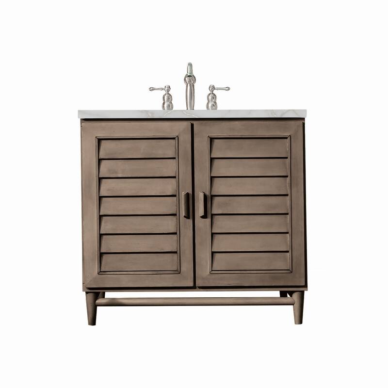 James Martin Vanities 620-V36-3VSL Portland 36" Single Basin Wood - Whitewashed Walnut - Walnut Finish