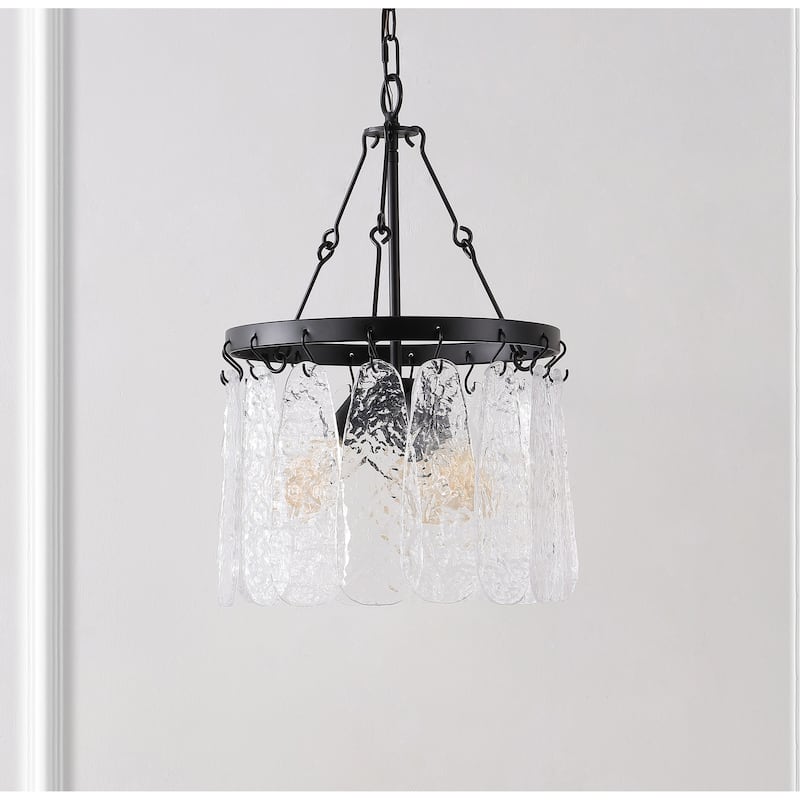 SAFAVIEH Thryssa 3-light 15-inch Chandelier - Black/Clear - 14"W x 14"D x 87"H