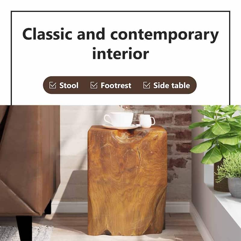 vidaXL Solid Teak Wood Stool, Small Side Table, Brown