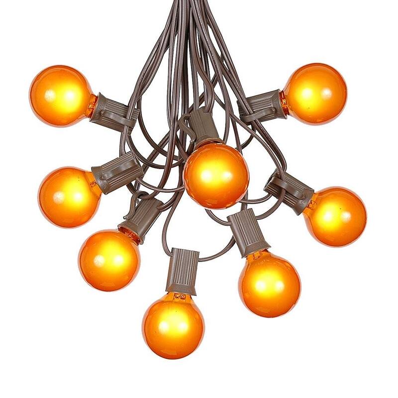25 Foot G40 Outdoor Globe Patio String Lights - Set of 25 G40 Globe Bulbs - Orange