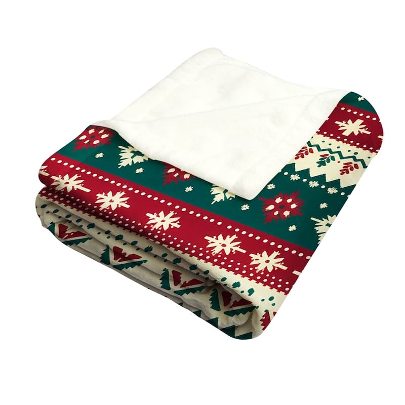 Christmas Striped Flannel Fleece Throw Blanket — Soft Holiday Blanket