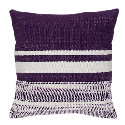 Striped Square Throw Pillow - 18" - Purple and White