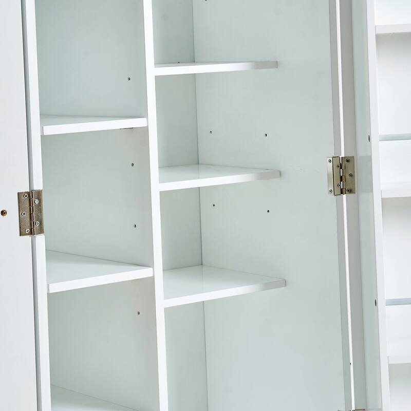 Freestanding Pantry Cabinet with Doors and Adjustable Shelves