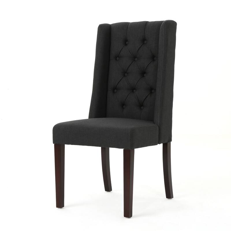 Wingback Upholstered Dining Chairs Set of 2, Fabric Side Dining Room Chairs with Tufted Button, Home Kitchen Wood Chairs