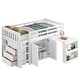 preview thumbnail 7 of 21, Twin Loft Bed with Pull-Out Desk, Built-in Cabinets, Drawers, Shelves, and Safety Guardrail, Solid Rubber Wood Frame with Ladder