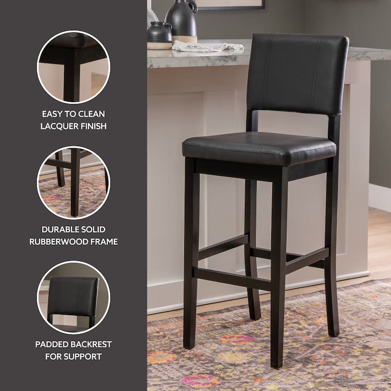 Linon Lombardy Faux Leather and Rubberwood Bar Stool
