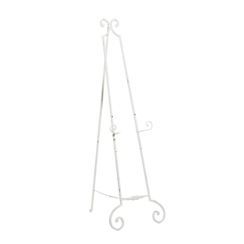 Metal Scroll Large Adjustable 3 Tier Display Easel with Chain Support - White - Roche River Decor - White - 20"W, 61"H