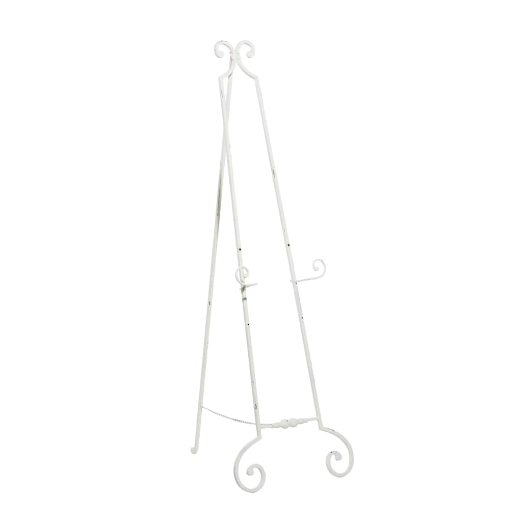 Metal Scroll Large Adjustable 3 Tier Display Easel with Chain Support - White - Roche River Decor