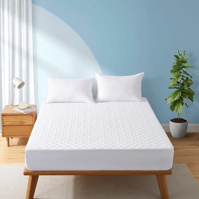 Ultrasonic Quilting Waterproof Mattress Protector Pad Cover - White