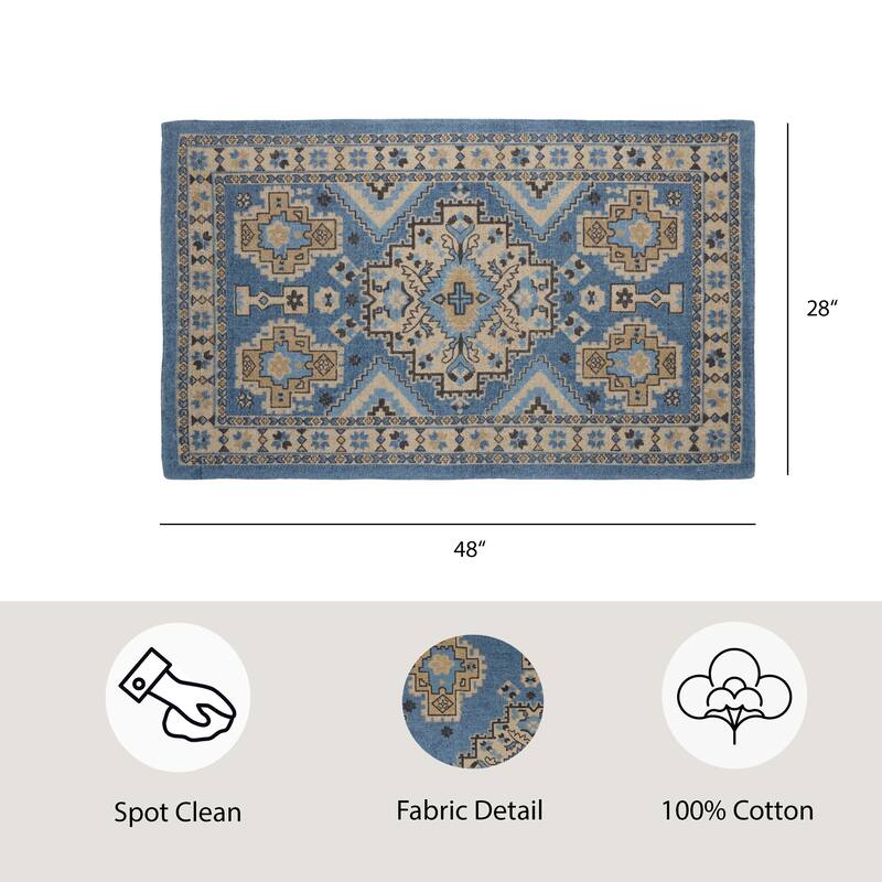 French Connection Stonewash Printed Cotton Halyn Ink Accent Rug - 28" x 48"