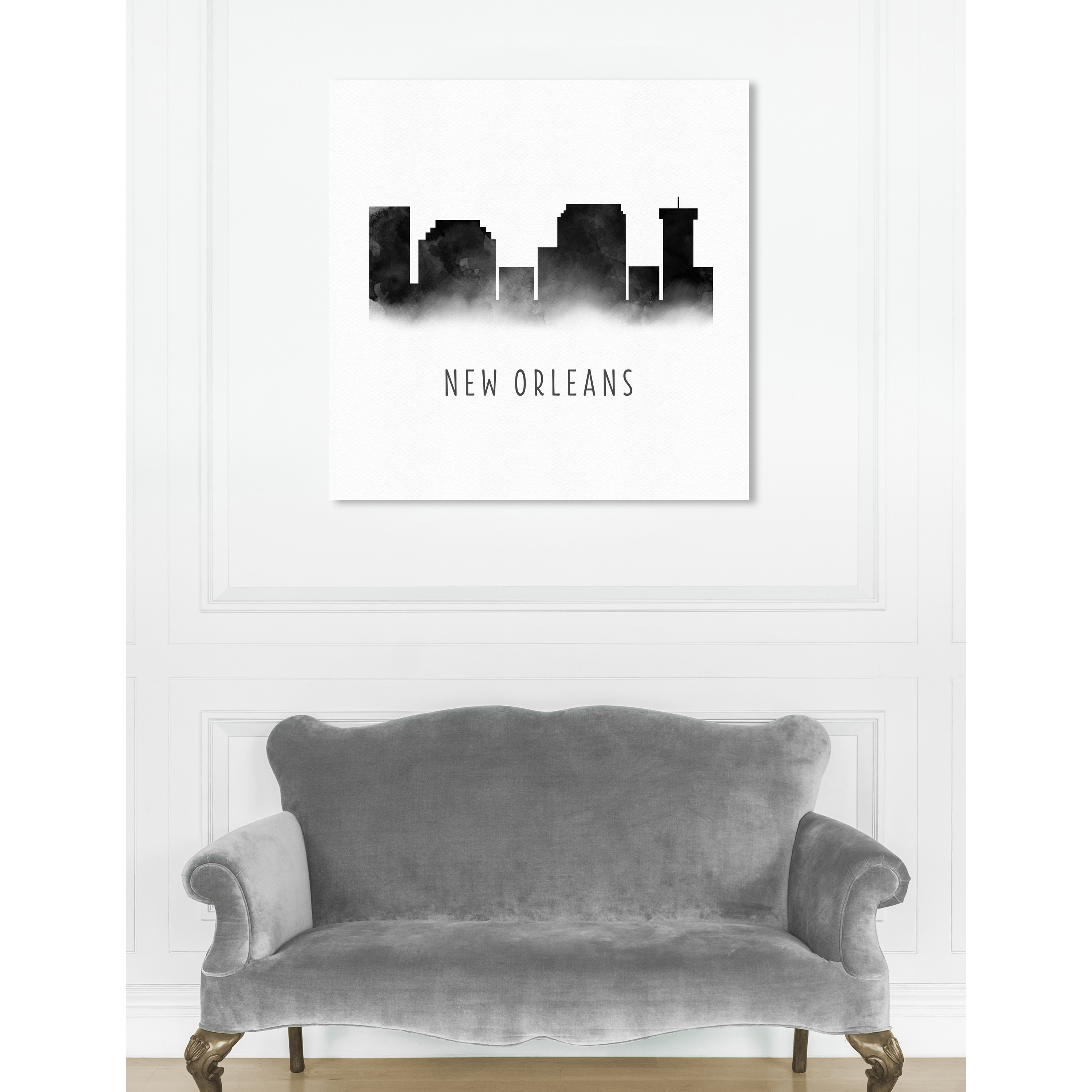 Oliver Gal 'New Orleans Watercolor' Cities and Skylines Wall Art Canvas Print - Black, White