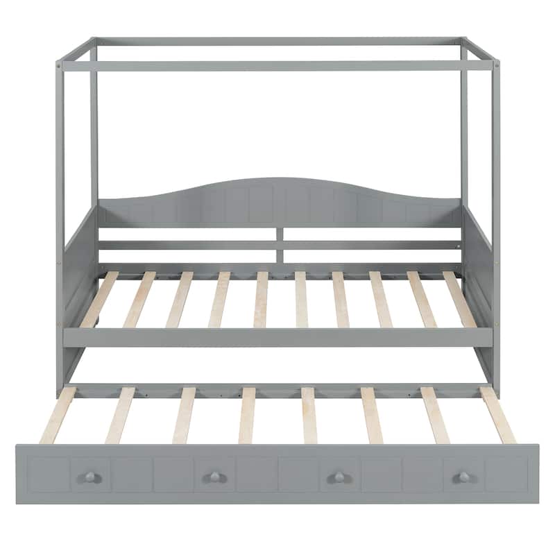 Twin Canopy Daybed with Trundle Bed, Space-Saving Design