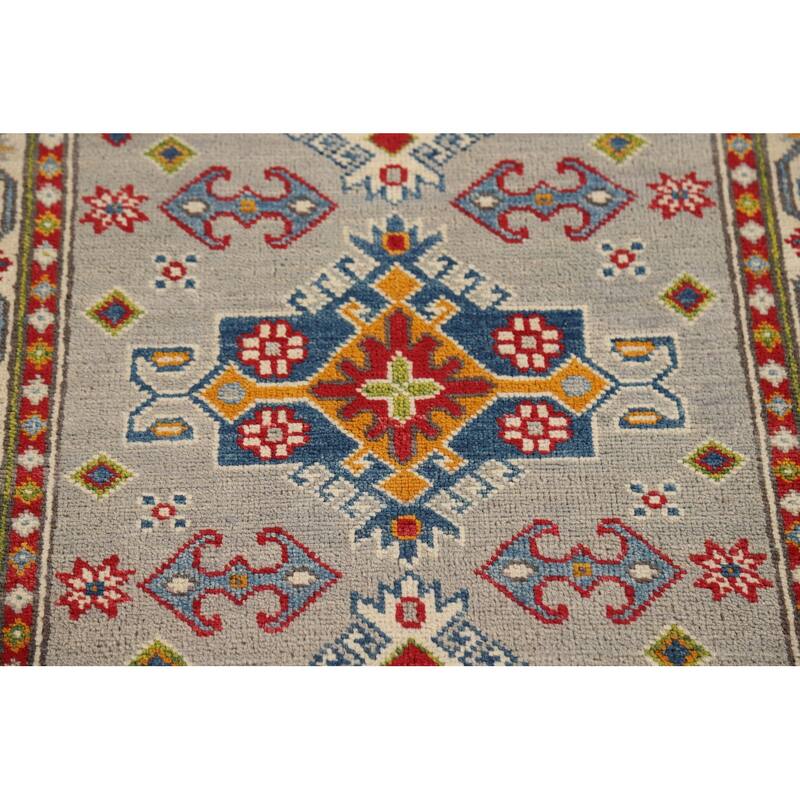 Grey Kazak Foyer Rug Handmade Wool Carpet - 2'6" x 4'1"