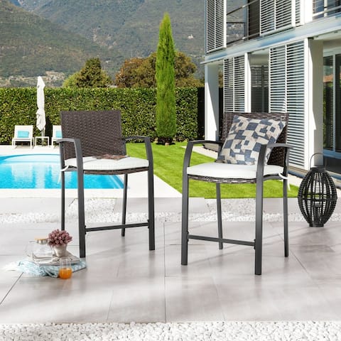 Patio Festival 2 Piece Outdoor Patio Bar Stool Set with Cushions