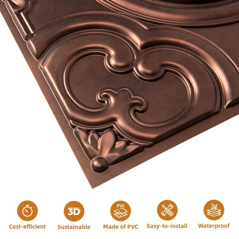 Atr3d 12 Pack 24"x24" 3D Wall Panel Ceiling Tiles Cover 48 Sq.Ft. for Home Decor