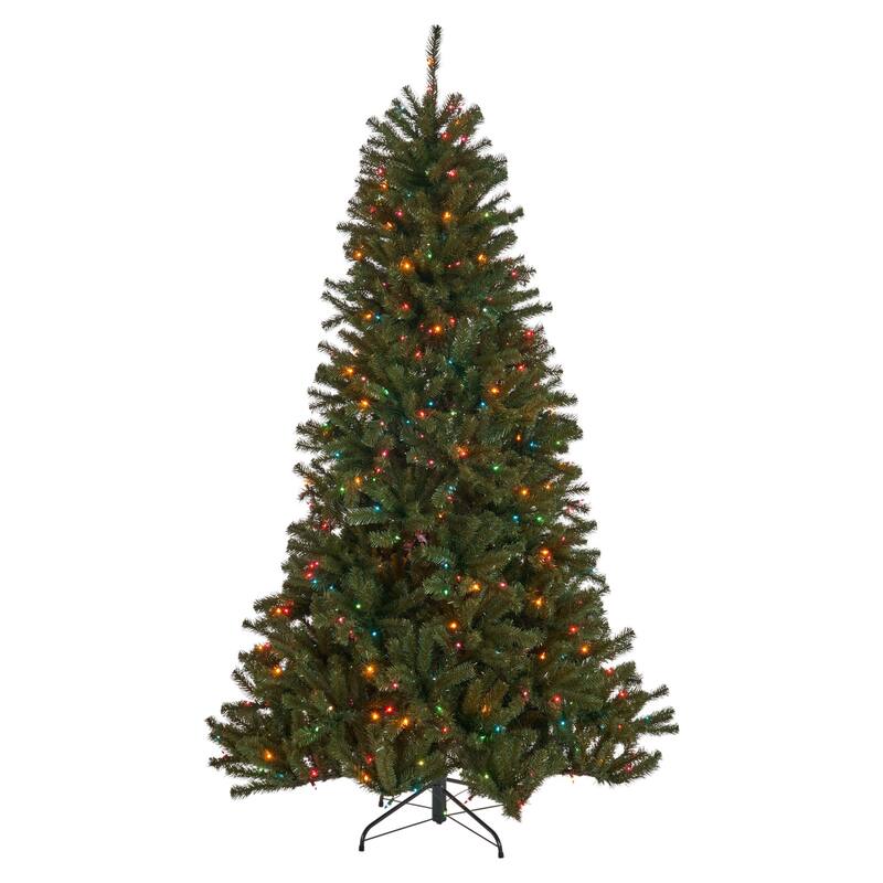 7FT Artificial Christmas Tree with Multi-Color Lights and Hinged Design