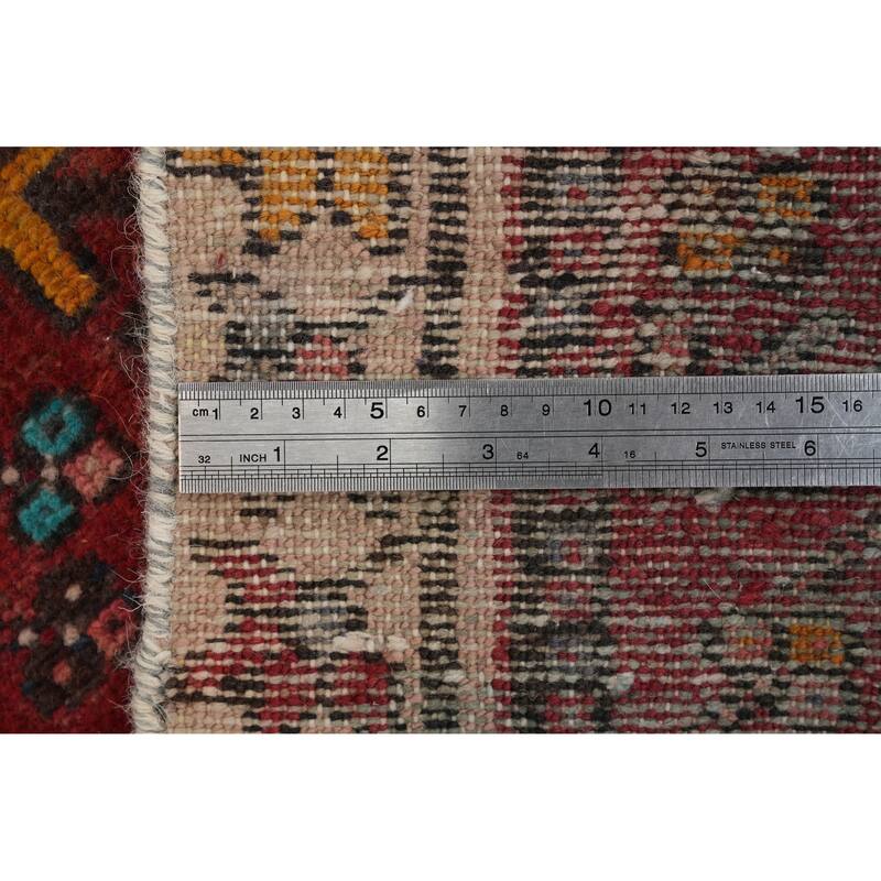 Hand Knotted Oriental 100% Wool Carpet Traditional Geometric Red Heriz Runner Rug - 10' 0'' X 2' 5''