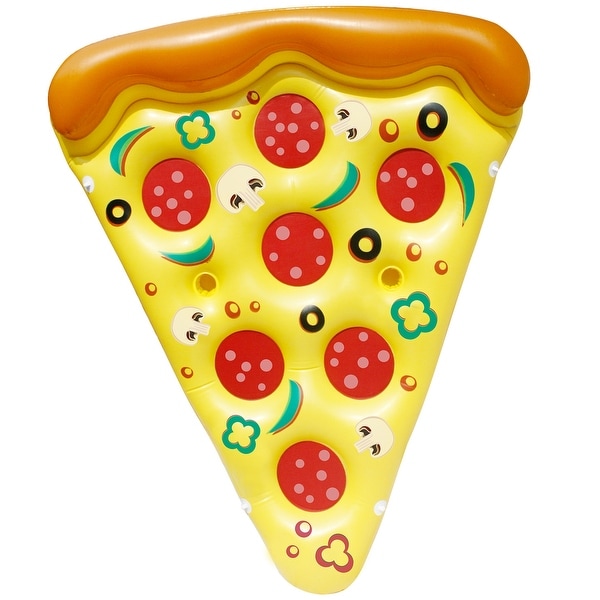 Sloosh 300 lb. Capacity Yellow, Green & Orange Raft Supreme Pizza Slice Pool Float - 9.5"W x 3.9"L x 11.5"H. Opens flyout.