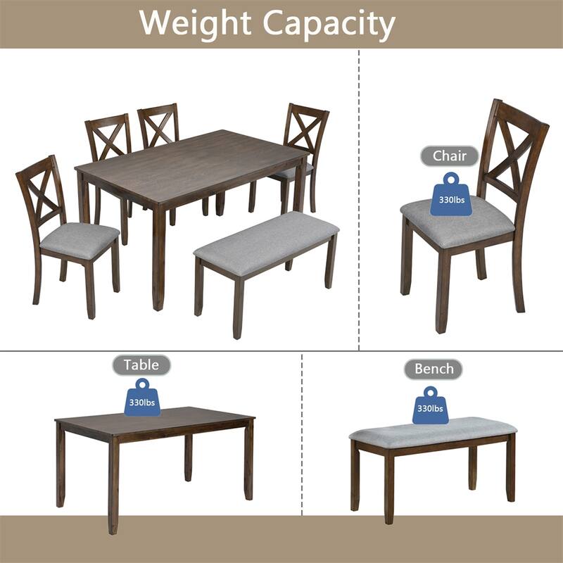 Wooden Dining Rectangular Table with Bench,Kitchen Table with Bench