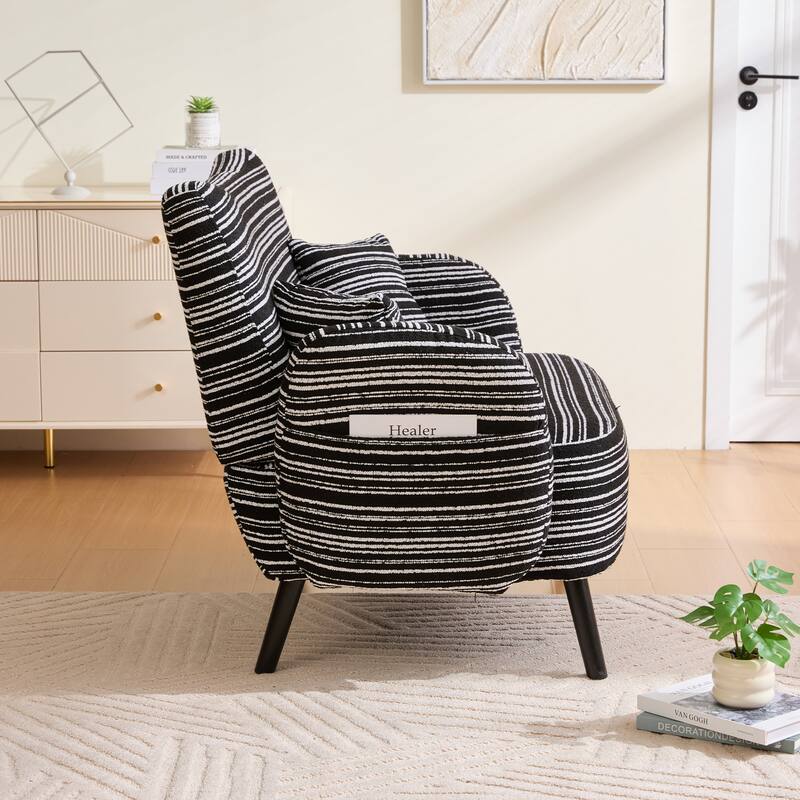 Modern Style 2-seater Sofa with Ultra-Comfortable Armrests, Armrest Pillows, and Storage Pockets, Deep-Seated Sofa