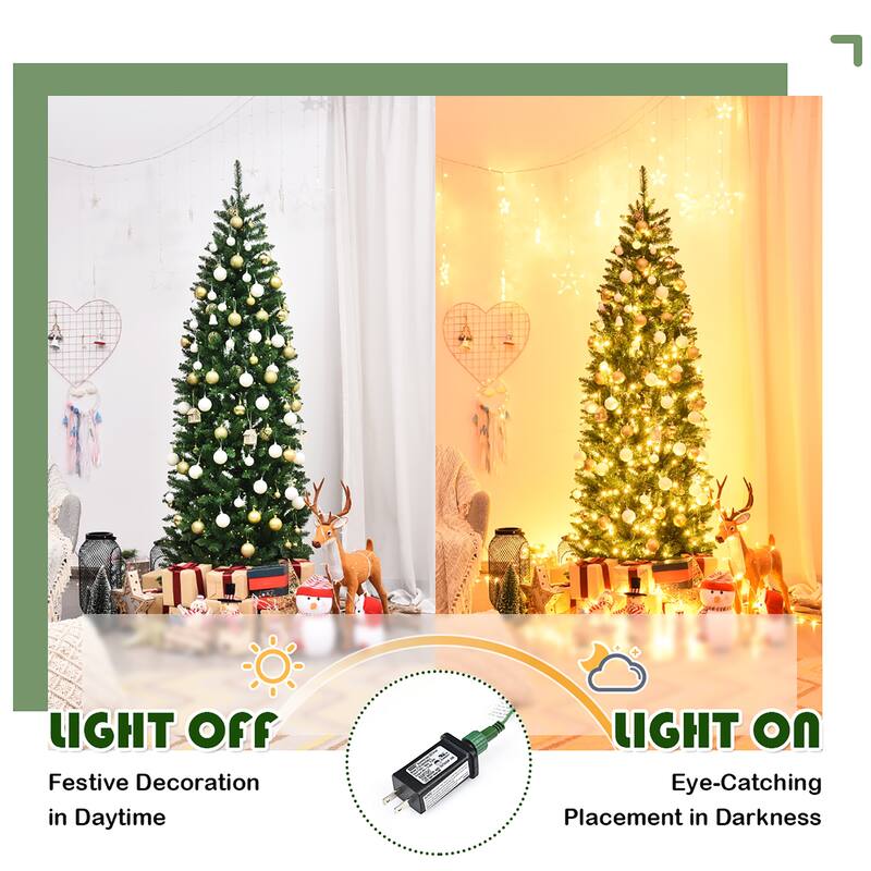 7 Ft Artificial Christmas Tree Realistic PVC Tree with 350 LED Lights