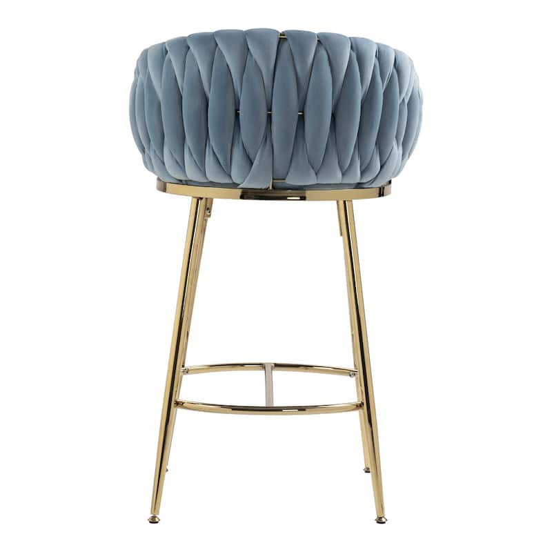 Ostweer Furniture Set of 2 26'' Velvet Kitchen Island Counter Bar Stool - Beige