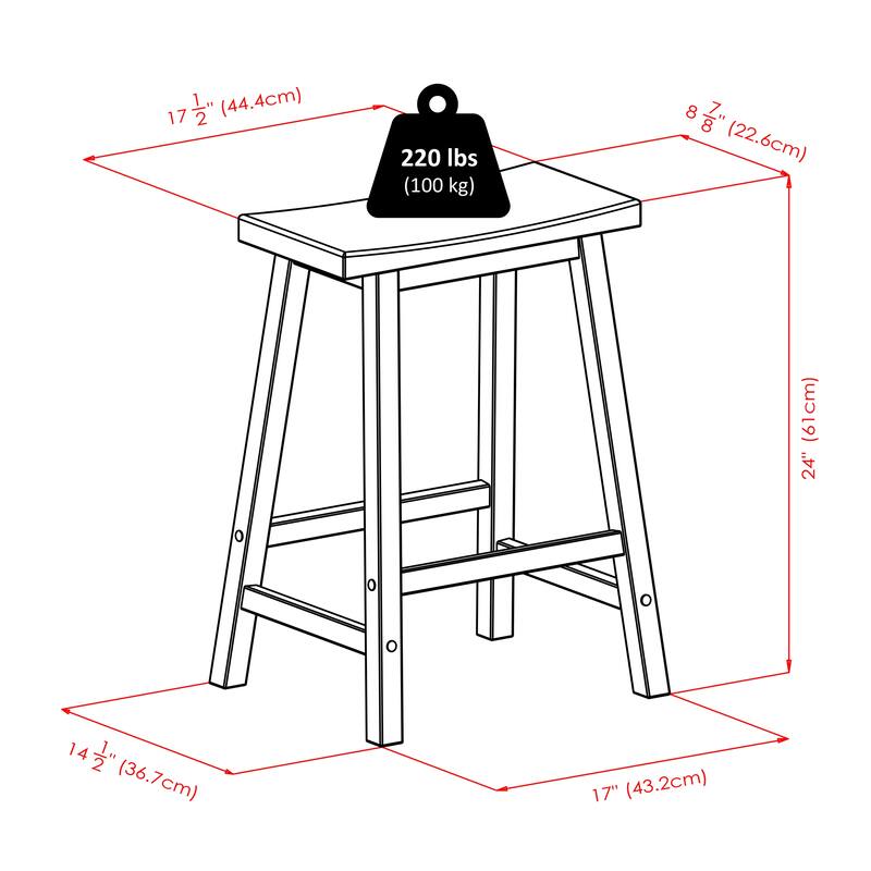3 Piece Kitchen Island Table Set with Saddle Seat Counter Stools - 39.37 x 19.69 x 33.27 inches