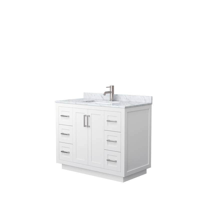 Miranda Single Vanity Set, White Carrara Marble Top, No Mirror