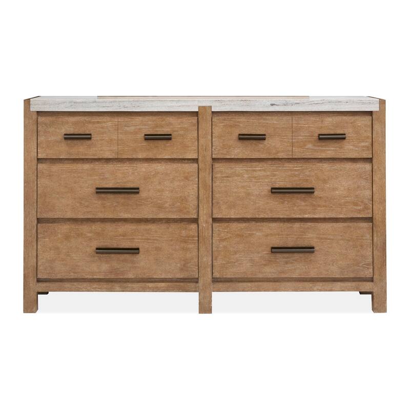 Magnussen Home Plum Creek Sierra Brown Drawer Dresser with Landscape Mirror