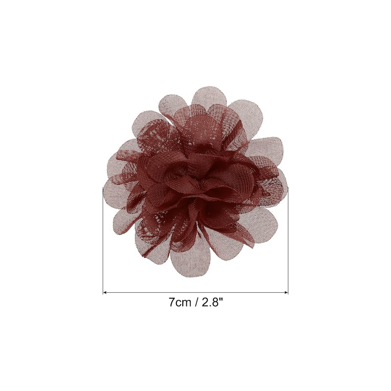 10Pcs Chiffon Flowers Fabric Flower Sewing Fabric Appliques - Brick Red - 2.8"