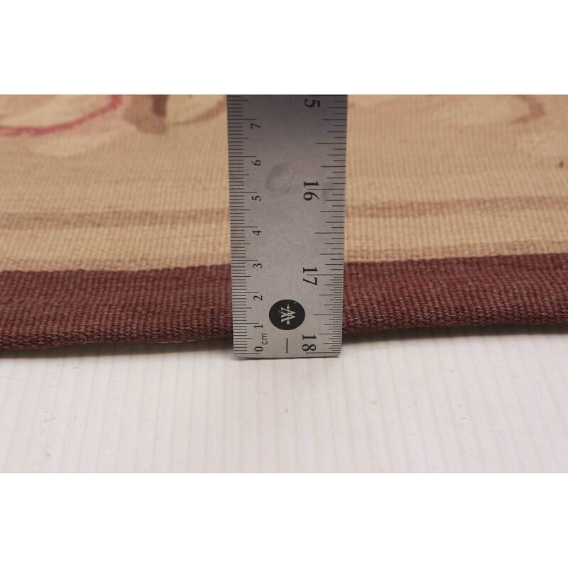 ECARPETGALLERY Flat-Weave Dynasty Beige, Tan Wool Tapestry Kilim - 9'10 x 13'5