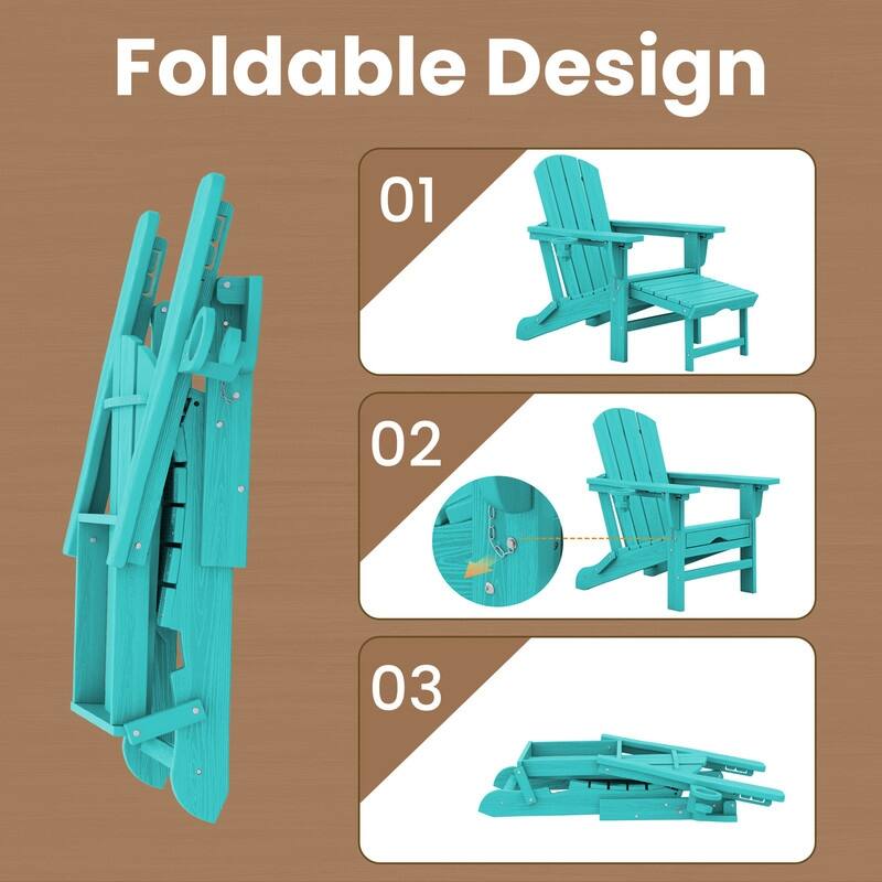 Folding Outdoor Chair with 3-Position Reclining Backrest & Telescoping Footrest