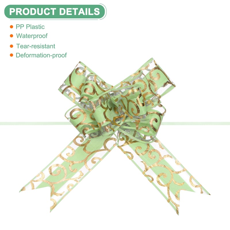 10pcs Large Pull Bow 8 Inch Bows for Wedding Baskets Decorations - Light Green