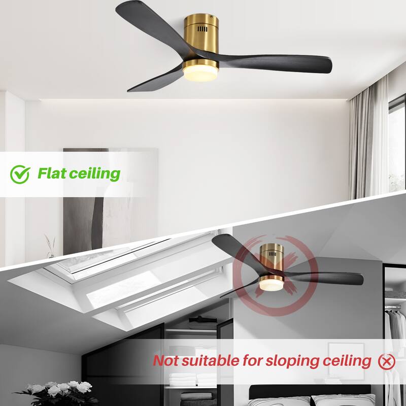 52 Inch Flush Mount Ceiling Fan With/without Light and Remote Modern Ceiling Fan Bedroom