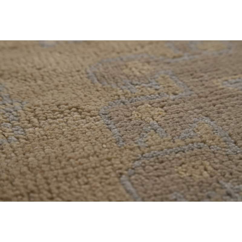 Earth Tone Oushak Area Rug Hand-Knotted Wool Carpet - 8'0"x 9'10"