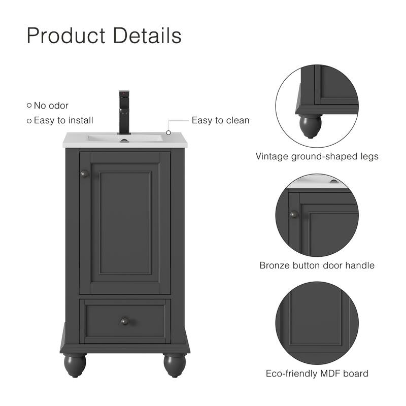 Bathroom Vanity with Sink Combo Set, Free Standing Bathroom Storage Cabinet