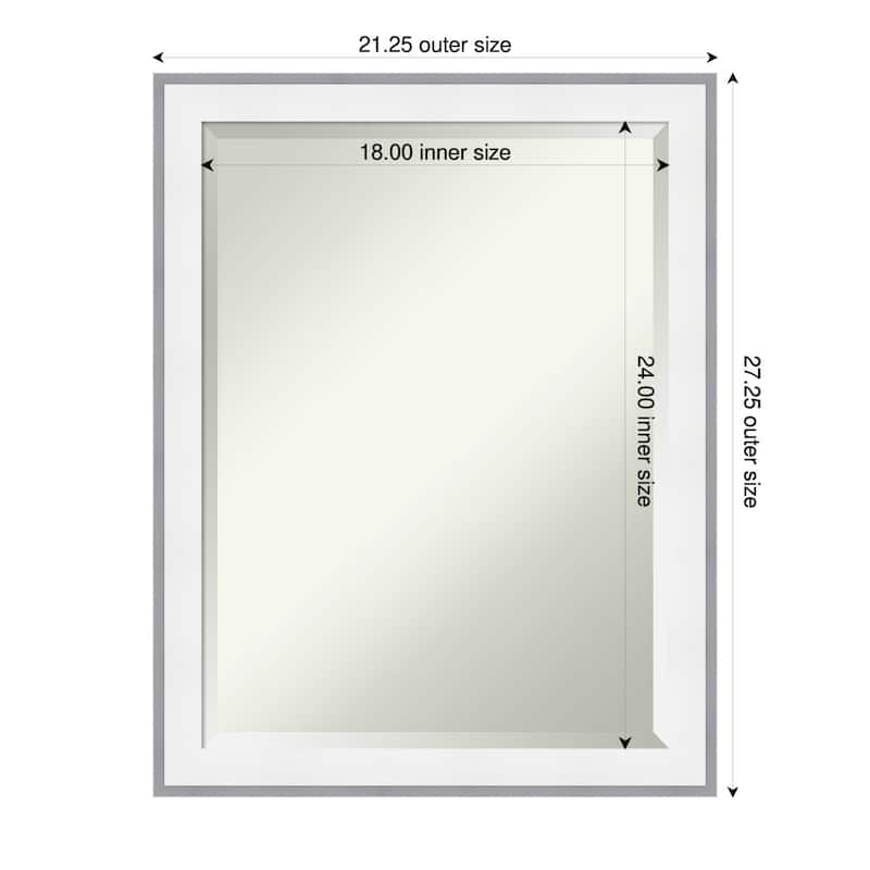 Maya Beveled Framed Wall Mirror - 21 x 27 in - Maya White Silver