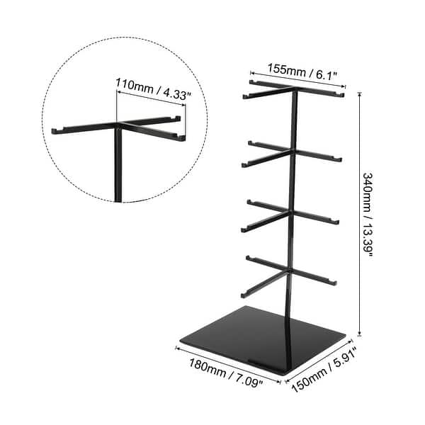 dimension image slide 2 of 3, Sunglasses Display Stand, 1Pcs - Stainless Steel 4-tier Sunglass Rack