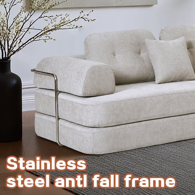 104" Boneless Sofa,Sectional Compressed Couch with Chaise, Deep Seat Modular Sectional Sofa