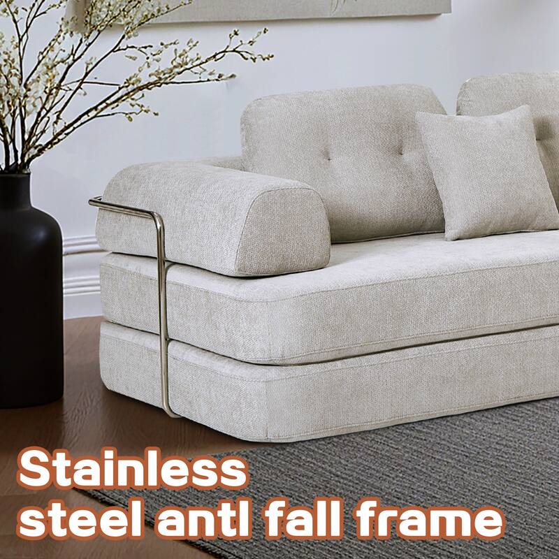 Modular Sectional Sofa with L-Shape Chaise Lounge, Comfy Chenille Boneless Couches, High-Responsive Memory Foam Compressed Sofa