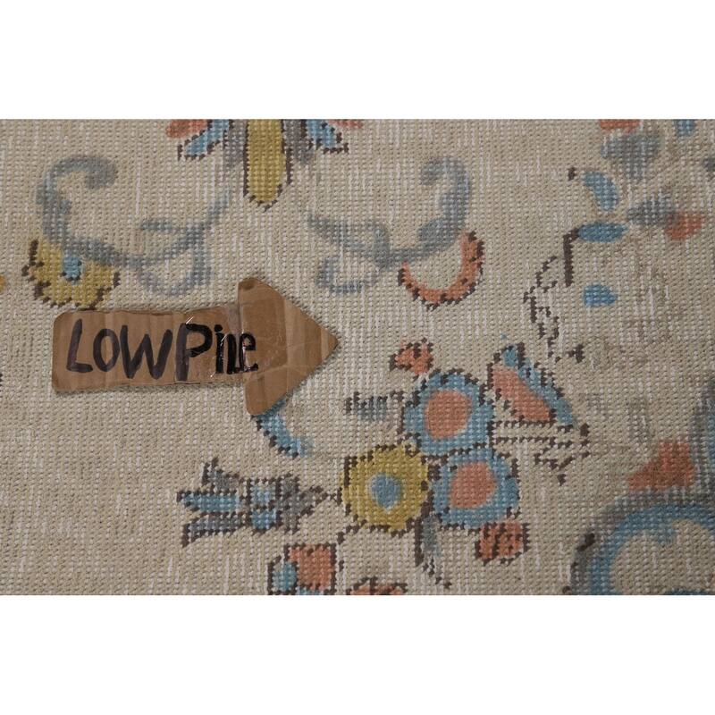 Tabriz Persian Area Rug Beige Floral Handmade Wool Carpet - 7'10"x 11'1"