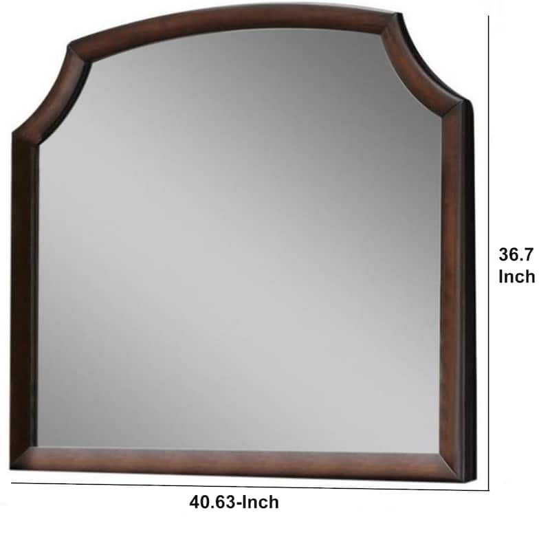 Transitional Style Wooden Wall Mirror with Beveled Edges, Espresso